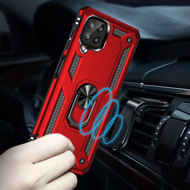 Protectores para celular  para Samsung  A22 4G Funda reforzada con anillo v2 Rojo